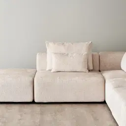 Riviera III Powder White Chenille Fabric Modular Sofa