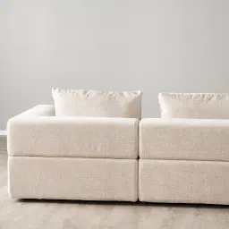 Riviera III Powder White Chenille Fabric Modular Sofa