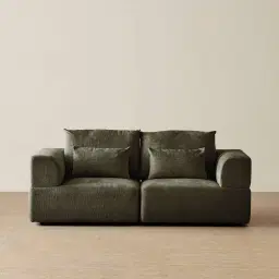 Riviera III Green Chenille 2 Pieces Modular Fabric Sofa
