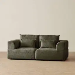 Riviera III Green Chenille 2 Pieces Modular Fabric Sofa