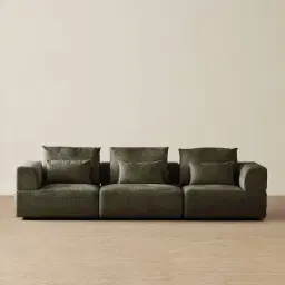 Riviera III Green Chenille 3 Pieces Modular Fabric Sofa