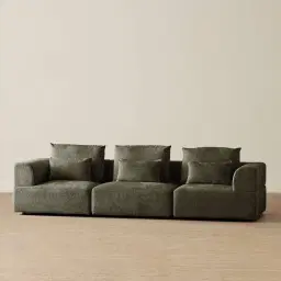 Riviera III Green Chenille 3 Pieces Modular Fabric Sofa