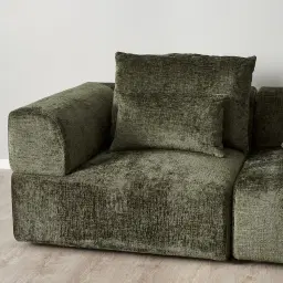 Riviera III Green Chenille 4 Pieces Modular Fabric Sofa