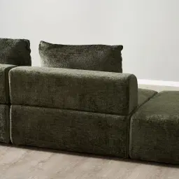 Riviera III Green Chenille Fabric Modular Sofa