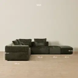 Riviera III Green Chenille Fabric Modular Sofa