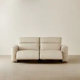 Amelie Almond Cream Leather 2 Pieces Modular Dual Electric Recliner