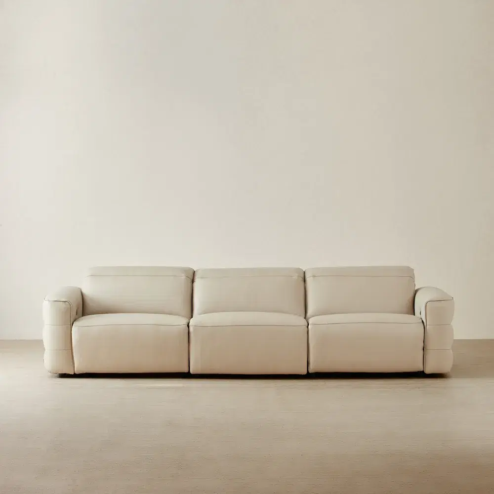 Amelie Almond Cream Leather 3 Pieces Modular Dual Electric Recliner