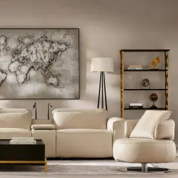 Amelie Milk Coffee Leather 2 Pieces Modular Dual Electric Recliner With Rectangle Console