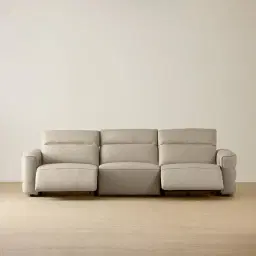 Amelie Milk Coffee Leather 3 Pieces Modular Dual Electric Recliner