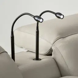 Amelie  Milk Coffee Leather Modular Dual Electric Recliner With Single Rectangle Console