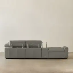 Amelie  Milk Coffee Leather Modular Dual Electric Recliner With Single Rectangle Console