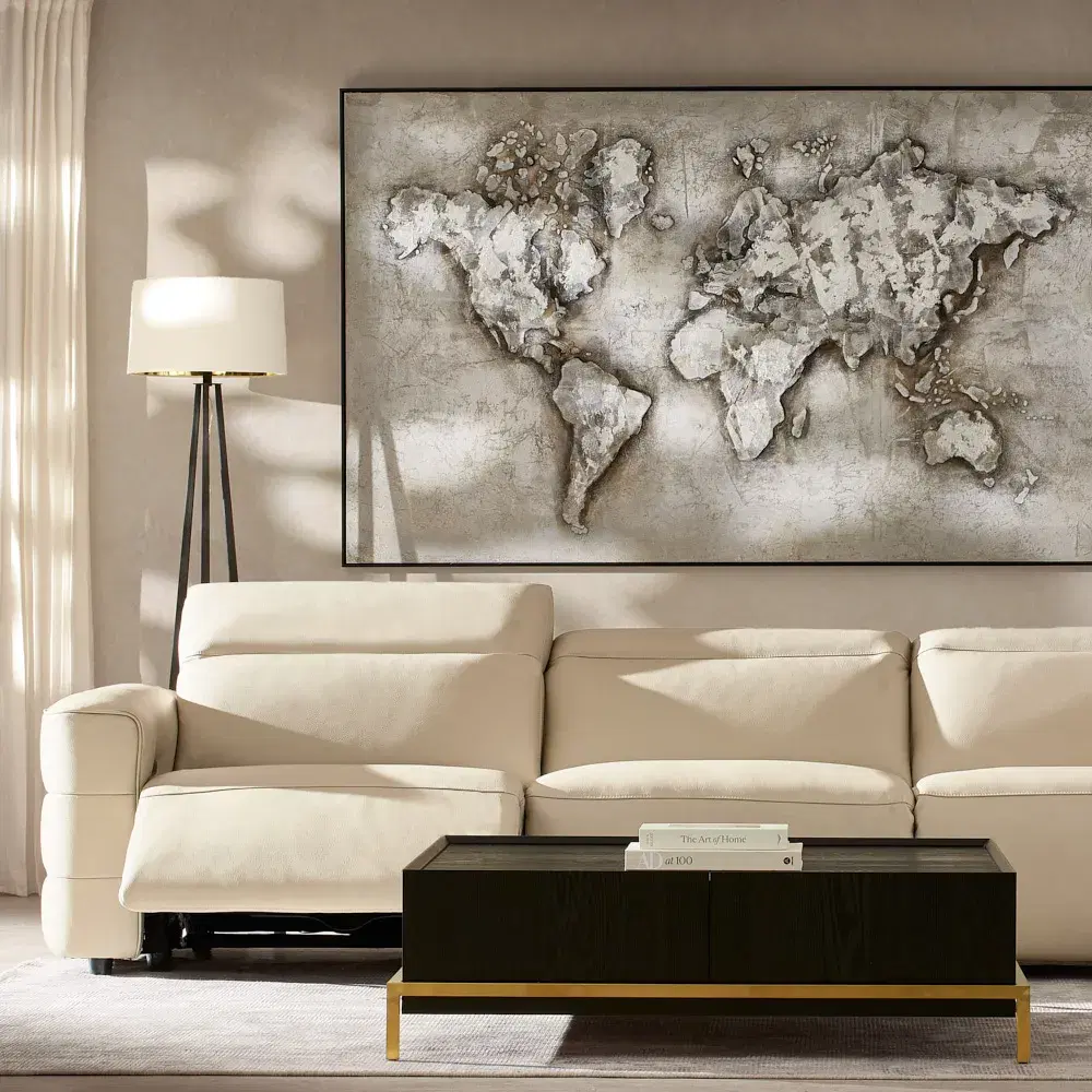 Amelie Almond Cream Leather Modular Dual Electric Recliner