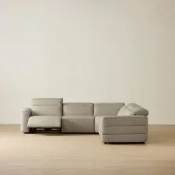 Amelie Milk Coffee Leather Modular Dual Electric Recliner