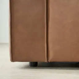 Lainey Medium Tan Modular Leather Sofa with Ottoman