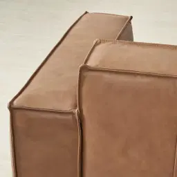 Lainey Medium Tan Modular Leather Sofa with Ottoman