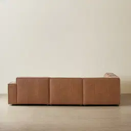 Lainey Medium Tan Modular Leather Sofa with Ottoman