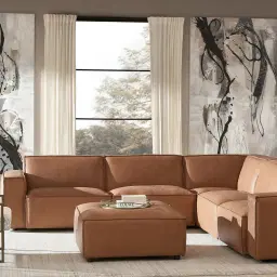 Lainey Medium Tan Modular Leather Sofa without Ottoman