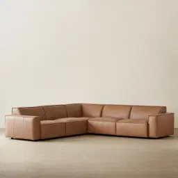 Lainey Medium Tan Modular Leather Sofa without Ottoman
