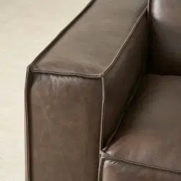 Lainey Chocolate Brown Modular Leather Sofa with Ottoman