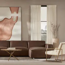 Lainey Chocolate Brown Modular Leather Sofa with Ottoman