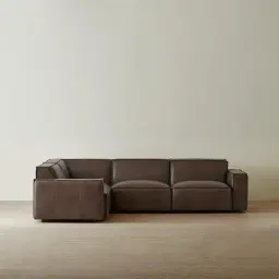 Lainey Chocolate Brown 3 Pieces Modular Leather Sofa with Corner