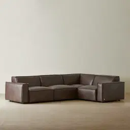 Lainey Chocolate Brown 3 Pieces Modular Leather Sofa with Corner