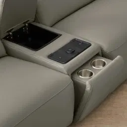 Amelie Milk Coffee Leather Modular Dual Electric Recliner - Corner With Dual Rectangle Consoles