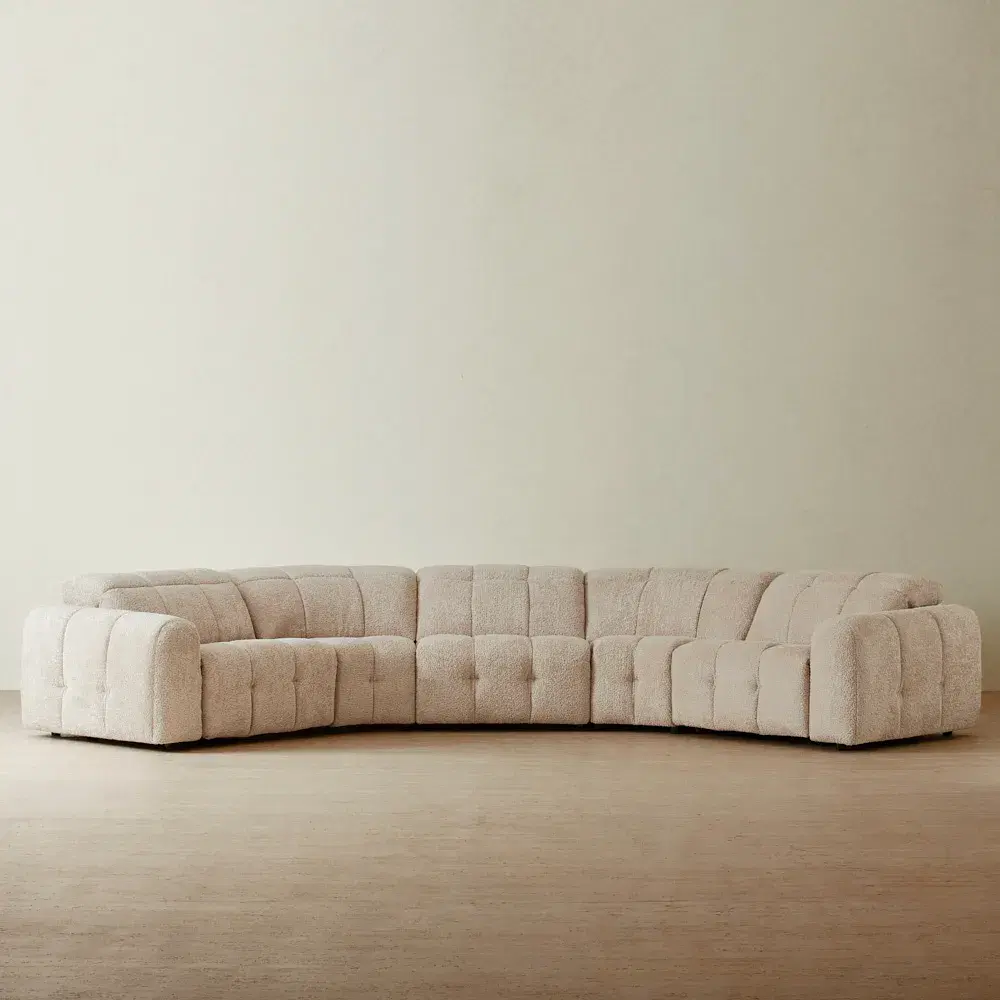 Montego Mid Beige Woven Fabric 5 Pieces Modular Dual Electric Recliner