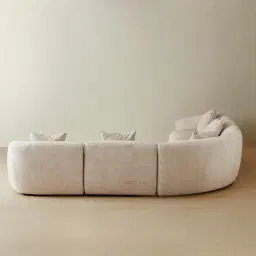 Willow Powder White Chenille Fabric Modular Corner Sofa