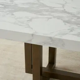 Grayson Brushed Bronze Rectangular Dining Table with Statuario White Sintered Stone Top - 240x105cm