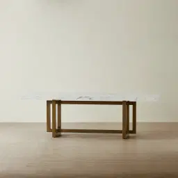 Grayson Brushed Bronze Rectangular Dining Table with Statuario White Sintered Stone Top - 240x105cm