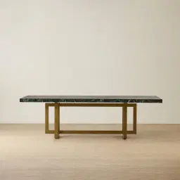 Grayson Brushed Bronze Rectangular Dining Table with Emerald Green Sintered Stone Top - 240x105cm