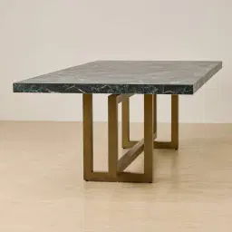 Grayson Brushed Bronze Rectangular Dining Table with Emerald Green Sintered Stone Top - 240x105cm