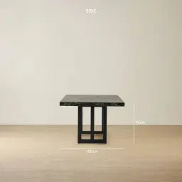 Grayson Matte Black Rectangular Dining Table with Matte Emerald Green Sintered Stone Top - 240x105cm