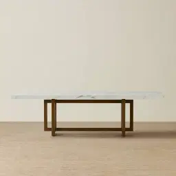 Grayson Brushed Bronze Rectangular Dining Table with Statuario White Sintered Stone Top - 268x118cm