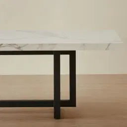 Grayson Black Rectangular Dining Table with Statuario White Sintered Stone Top - 268x118cm