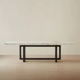 Grayson Black Rectangular Dining Table with Statuario White Sintered Stone Top - 268x118cm