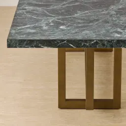 Grayson Brushed Bronze Rectangular Dining Table with Emerald Green Sintered Stone Top - 268x118cm