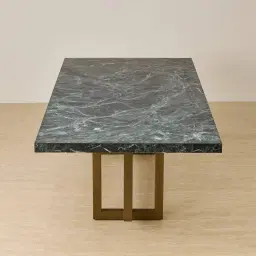 Grayson Brushed Bronze Rectangular Dining Table with Emerald Green Sintered Stone Top - 268x118cm