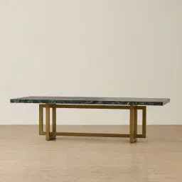 Grayson Brushed Bronze Rectangular Dining Table with Emerald Green Sintered Stone Top - 268x118cm