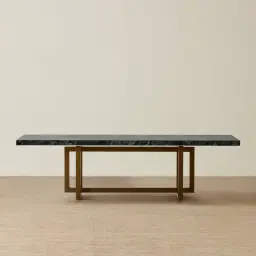 Grayson Brushed Bronze Rectangular Dining Table with Emerald Green Sintered Stone Top - 268x118cm