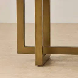 Grayson Brushed Bronze Rectangular Dining Table with Emerald Green Sintered Stone Top - 268x118cm