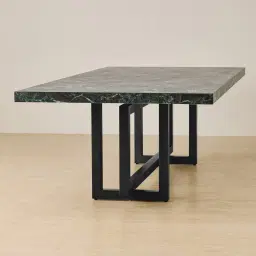 Grayson Black Rectangular Dining Table with Emerald Green Sintered Stone Top - 268x118cm