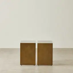 Grayson Brushed Bronze Entertainment Unit with Statuario White Sintered Stone Top