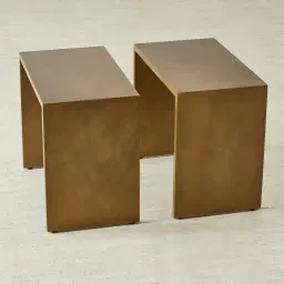 Grayson Brushed Bronze Entertainment Unit with Statuario White Sintered Stone Top