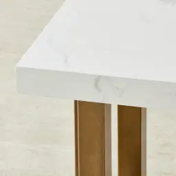 Grayson Brushed Bronze Side Table with Statuario White Sintered Stone Top