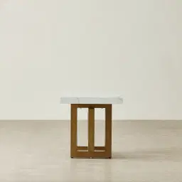 Grayson Brushed Bronze Side Table with Statuario White Sintered Stone Top