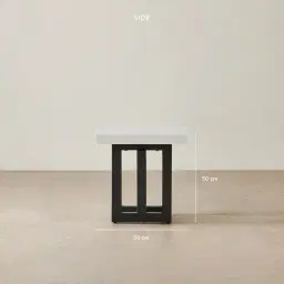 Grayson Matte Black Side Table with Statuario White Sintered Stone Top