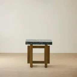 Grayson Brushed Bronze Side Table with Emerald Green Sintered Stone Top