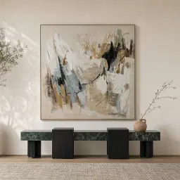 Grayson Matte Black Entertainment Unit with Statuario White Sintered Stone Top